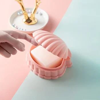  Новая простая мода и удобная ретро Shell Soap Box Creative Drain Pink Soap Holder PP Material