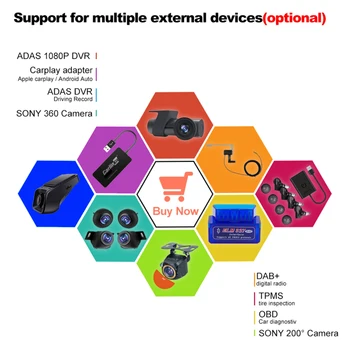 Android 13 DAB+ DVR TPMS CARPLAY OBD 360 Камеры для системы мониторинга DVD-плеера автомагнитолы