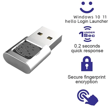 U8 Plus USB Модуль считывателя отпечатков пальцев Биометрический сканер для Windows 10 11 Hello Dongle Ноутбуки Ключ безопасности ПК
