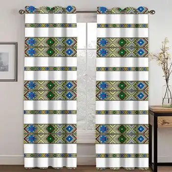 Эфиопские и эритрейские традиционные шторы для гостиной Tilet Design Высококачественная полиэфирная ткань Cortinas
