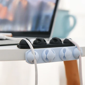 Силиконовый органайзер для кабелей USB-держатель для кабеля Намотчик для рабочего стола Зажимы для управления аккуратностью Органайзер для проводов наушников Настольные аксессуары
