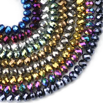JHNBY Плоские круглые бусины австрийских кристаллов 6 мм 50шт Высококачественные свободные бусины Покрытие шар браслет ожерелье Ювелирные изделия DIY
