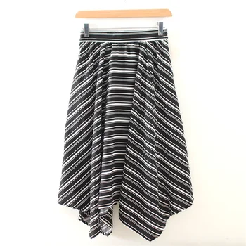 Черно-белая полосатая юбка Корея Мода