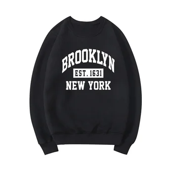 Brooklyn NYC Letter Graphic Толстовка Бруклин Нью-Йорк Рубашки Толстовка с капюшоном Нью-Йорк Подарок Осень Пуловер Унисекс Повседневная уличная толстовка