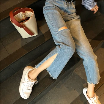 2023 Женщины Y2k Новые синие джинсы Свободный гарем Грязный цвет Длинные брюки Корейские женские свободные джинсы Брюки Harajuku Повседневная уличная одежда