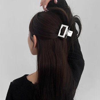  Модный металлический черный квадратный зажим для заколки головные уборы женская девушка затылок с половиной волос коготь маленькие аксессуары для волос акулы