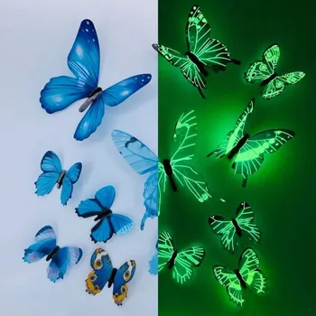 12 шт. бабочка наклейка на стену 3D светящиеся настенные панели бабочки дом современные украшения DIY подарок