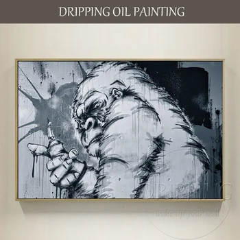профессиональный художник чистая ручная роспись современный настенный декор горилла картина маслом на холсте большое животное обезьяна король акриловая живопись