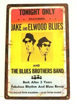 Blues Brothers Tin Sign Man Cave Concert Poster Винтажный рекламный стиль Jake & Elwood