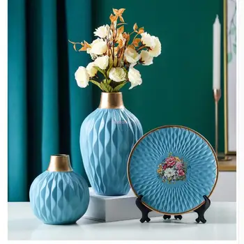 керамическая ваза в европейском стиле, американский орнамент, современная гостиная, крыльцо, тумба для телевизора, винный шкаф, креативное украшение домашнего офиса
