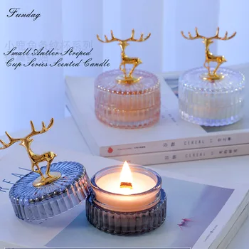 Маленькие чашки с ароматическими свечами из рогов для рождественских украшений и подарков на День святого Валентина