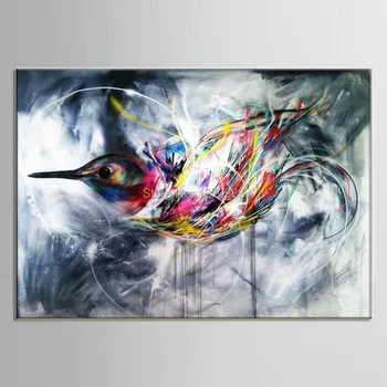  Ручная роспись Современное абстрактное животное птица летает в небе Картина маслом на холсте Абстрактная птица Картина маслом для украшения гостиной
