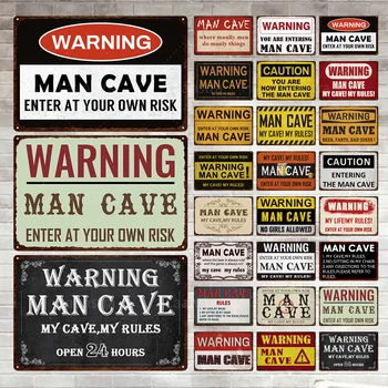 Правило Предупреждение Винтажный Металлический Плакат Жестяной Знак Забавное Предупреждение Мои Правила Предостережение Для Бара Паб Клуб Человек Пещера Игровая Комната Настенный Декор Плакат
