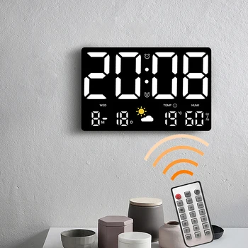 прямоугольный светодиод большой экран будильник температура влажность неделя дата цифровой дисплей настенные часы дни обратный отсчет часы