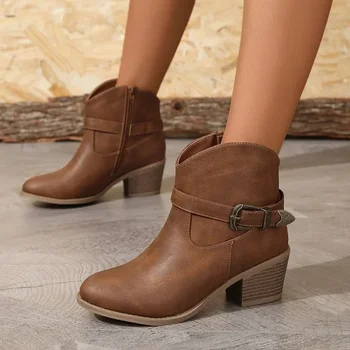 2023 Горячая распродажа Мода Осень Женщины Однотонные Ботильоны Большой Размер Женская Повседневная Обувь Повседневный Женский Ботинок Botas Mujer
