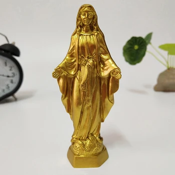 Золотая статуя Иисуса Статуэтки Мадонны Статуи Девы Марии Рождественские украшения для дома Рождественские подарочные украшения