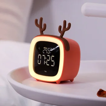 Ear Mini Light Clocks Кролик с формой часов с подсветкой Портативный будильник Перезаряжаемый студенческий мультфильм Дисплей Почти цифровой для