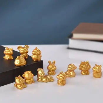 Полезные украшения для рабочего стола Китайский зодиак Золотая статуэтка Коллекционные мини-фигурки животных Защита от ржавчины для полки