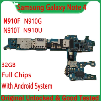 32 ГБ для Samsung Galaxy Note 4 N910F N910G N910A N910U с системой Android Оригинальная разблокированная материнская плата Полные чипы