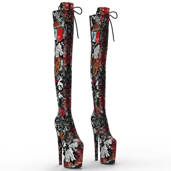 LAIJIANJINXIA Новая мода 20 см / 8 дюймов Pole Dancing Shoes Платформа на высоком каблуке Выше колена Женские современные сапоги