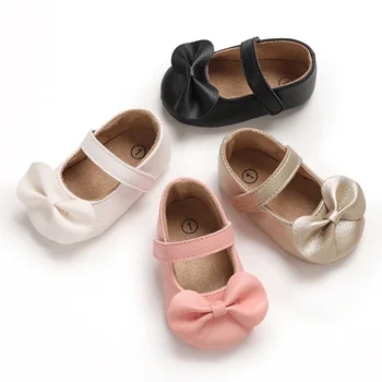  Обувь для ходьбы новорожденного Элегантная прекрасная обувь принцессы с бантом Удобная мягкая подошва Нескользящая обувь для ходьбы