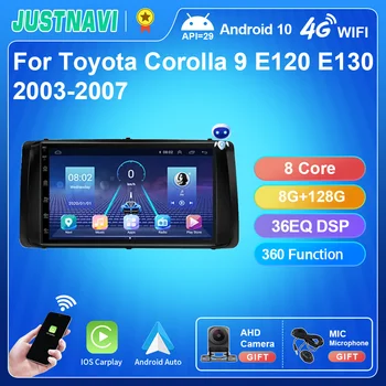 JUSTNAVI Автомагнитола Видео для Toyota Corolla 9 E120 E130 2003-2007 Мультимедийный плеер Стерео Carplay GPS Навигация 2Din Android10