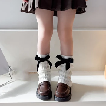 Гетры ручной работы с бантом для маленькой девочки Небрежные носки Дышащие колготки Теплые леггинсы Детские гетры