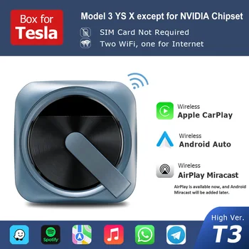 Беспроводной адаптер CarPlay для Tesla Model 3 Y X S Android Auto AI Box Link Phone Dual WiFi OTA онлайн обновление