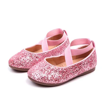 Балетки для девочек Детские танцевальные туфли для девочек Блестящие детские туфли Золотая обувь принцессы 3-12 лет Детская обувь