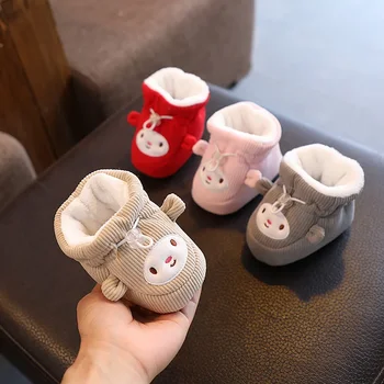 Осенне-зимняя детская обувь и носки для новорожденных с плюшевой мягкой подошвой Обувь для малышей для мальчиков и девочек в возрасте 0-1 года Хлопчатобумажная обувь