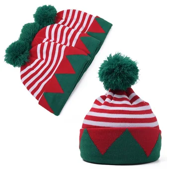 Bmnmsl Зимние теплые шапки для родителей и детей Рождественская шапка-бини Эльфийские шапки Семейные кепки для взрослых и детей