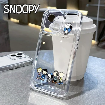 Прозрачный чехол для телефона Snoopy для IPhone 11 Pro Max 14 13 12 11 Pro Max X XR XS Роскошная ударопрочная прозрачная задняя крышка для твердой пары