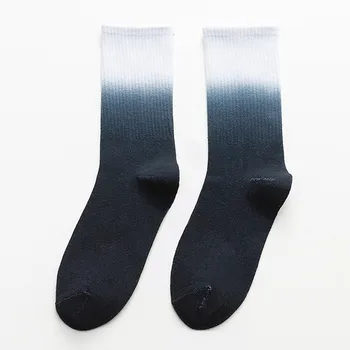 Женские повседневные градиентные носки для галстука до середины икры хлопковые дышащие универсальные носки