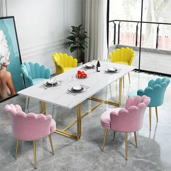 Скандинавские обеденные стулья для кухни Мебель Гостиная Спальня Роскошное кресло из кованого железа Современный простой обеденный стул стол
