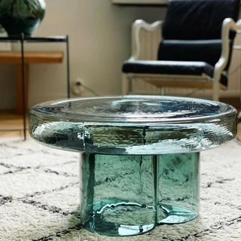 Журнальный столик из скандинавского стекла Приставной столик для дивана в гостиной Минималистичный креативный и немного роскошный приставной столик