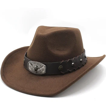 West ковбойская шляпа Chapeu черная шерстяная мужская Wome шляпа Hombre Jazz шляпа Cowgirl большая мужская шапка сомбреро 56-58-60см
