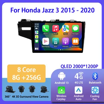 Android 13 для Honda Jazz 3 2015 - 2020 Автомагнитола Мультимедийный видеоплеер Навигация для Android Auto Carplay Wi-Fi GPS Стерео