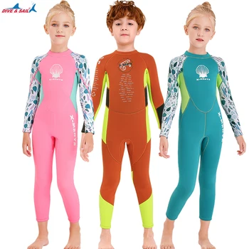 Парус для дайвинга 2,5 мм Неопреновые гидрокостюмы Дети для всего тела Термозащитный гидрокостюм для дайвинга для девочек и мальчиков Плавание Surf Jelfish 2020