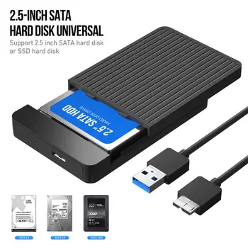 Case 2,5-дюймовый корпус для жесткого диска Мобильный жесткий диск Коробка SSD SATA - USB Type-C Кабель Внешняя поддержка 6 ТБ Жесткие диски