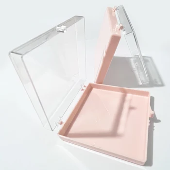 10 шт. Розовые квадратные пластиковые коробки из полипропилена Flip Case с прозрачными прозрачными верхними крышками Fit Поддельные ногти Дисплей для хранения ювелирных изделий оптом