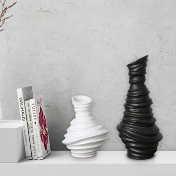 Современная творческая художественная керамика ваза для гостиной абстрактная резьба вазы скандинавское украшение домашний цветочный горшок для сухоцветов