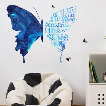Красивая синяя бабочка Наклейка на стену Гостиная Спальня Детская комната Наклейка на стену Наклейка на украшение дома ПВХ