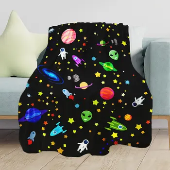 Фланелевое одеяло Инопланетный шаблон Домашний декор Кровать Диван Одеяла для всех сезонов Мягкие уютные легкие подарки для мальчиков и девочек идеально