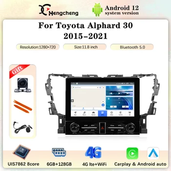 11,8 дюйма для Toyota Alphard 30 2015-2021 Автомобильный мультимедийный плеер GPS Навигация Радио Стерео 8Core Android 12 6 + 128G Carplay 4G