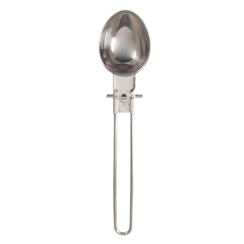  Портативная лопатка / ложка для кемпинга со складной ручкой Прочная посуда для кемпинга Складная посуда из нержавеющей стали