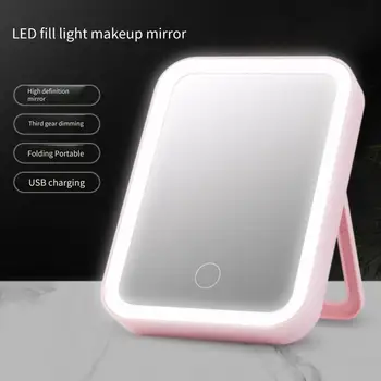3 цвета USB Перезаряжаемое портативное компактное светодиодное косметическое зеркало с сенсорным экраном Затемняющее зеркало для макияжа