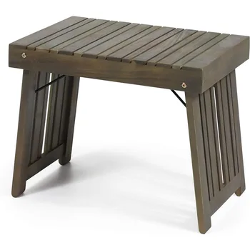 Christopher Knight Home Howard Outdoor Складной приставной столик из дерева акации, серая отделка, красивый дизайн, прочный и долговечный