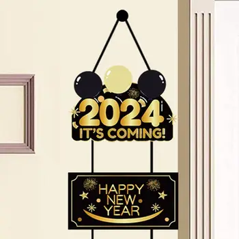 С Новым годом Куплет Черное Золото Новогодний Дверь Висячий Баннер Флаги Новый год Рождественские Наружные украшения Navidad 2024