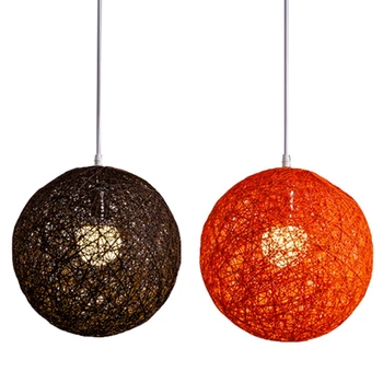 2X Кофе / Оранжевый Бамбук, Ротанг И Конопля Шар Люстра Индивидуальное Творчество Сферическое ротанговое гнездо Абажур