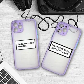 Забавные буквы Чехол для телефона Красочный бампер Противоударный Trasparent для iPhone 11 Pro Max 12 Mini XR X XS 8 7 Plus фиолетовый чехол